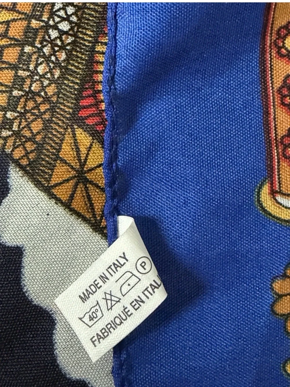 Vintage Paris France Scarf J.Mico Sancho Blue Red Gold Designer Made In Italy